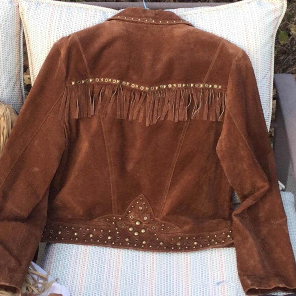 NWT studded suede fringe western boho jacket L